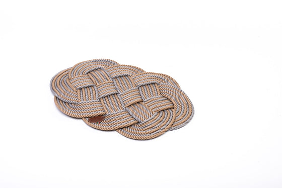 Oval Rope Placemat in Beige and White