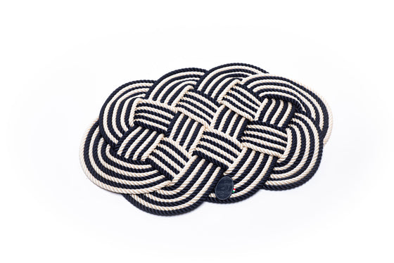 Oval Rope Placemat in Beige and White