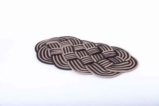 Large Oval Rope Placemat in Beige and White
