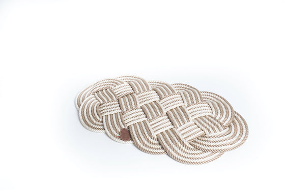 Large Oval Rope Placemat in Beige and White